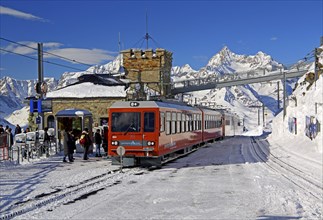 Mountain station of the Gornergratbahn on Gornergrat 3089m in winter