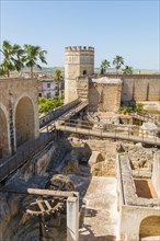 Walls and ruins of the Arab Baths in the Alcazar de Jerez