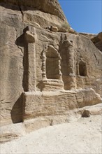 Siq canyon with stone tomb