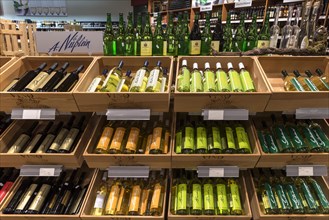 Wine bottles in a supermarket