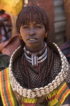 Woman from the Hamer tribe in traditional dress with necklace