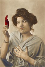 Woman with sweet pepper