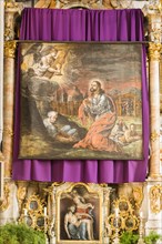 Restored Lent scarf hangs in church above altar