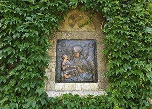 Holy Mother of God depicted on the exterior wall of the Ruzica Church