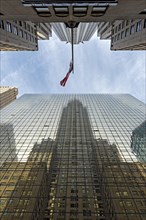Chrysler Building reflected in Grand Hyatt Hotel
