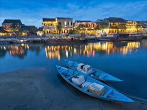 Illuminated old town at dusk