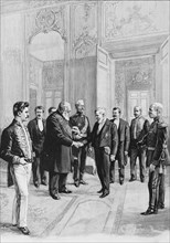 French President Loubet welcoming South African President Kruger during his visit to France