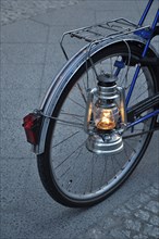 Bicycle with petroleum lamp as taillight