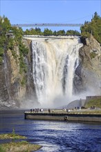 Tourists in front of Montmorency Falls