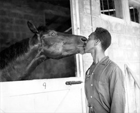 Man kissing a horse