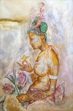 Replica of the famous wall paintings at Sigiriya