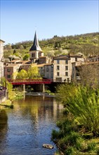 River Couze Chambon and townsmall Champeix