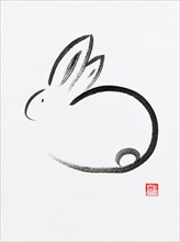 Cute minimalistic bunny artistic style illustration