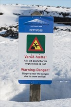 Danger sign in the snow
