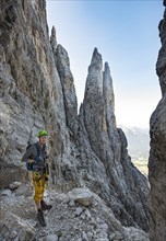 Hiker on the Santner via ferrata