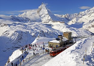 Mountain station of the Gornergratbahn on Gornergrat 3089m in winter