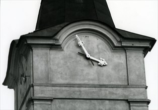 Church tower clock with washed out numerals ca. 1970s
