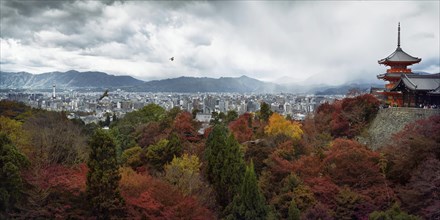 Panoramic view of cityscape with Sanjunoto pagoda