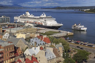 Cruise ship MS Veendam anchors in front of the historic old town of Quebec