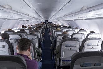 Passengers in a passenger plane during flight