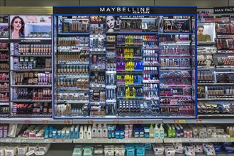 Shelf with cosmetic articles in a supermarket