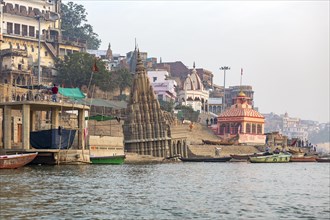 Temples and palaces on the ghats at Ganges river