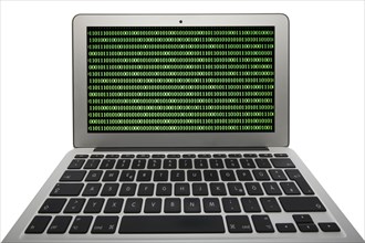 Laptop with binary code