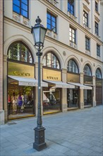 Facade with shop windows of the fashion store Gucci
