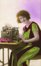 Secretary at the typewriter