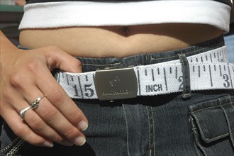 Belts as tape measure for belly circumference
