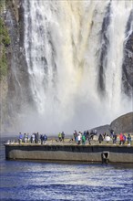 Tourists in front of Montmorency Falls