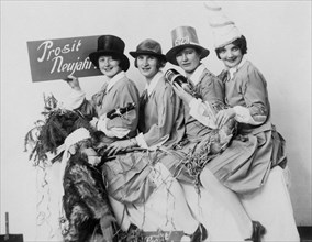 Four women celebrate New Year's Eve
