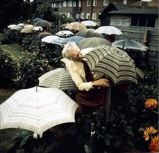 Gardener with umbrellas