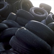 Pile of old worn tires