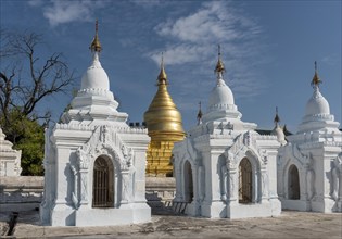 White kyauk gu cave stupas at Kuthodaw Pagoda