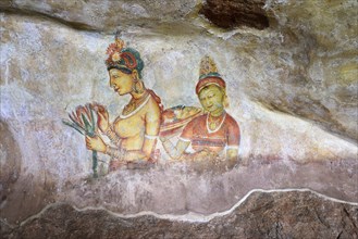 Fresco of the Cloud Girls on the Lion Rock of Sigiriya