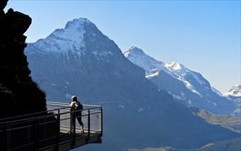 Tourist on the First Cliff Walk by Tissot in front of the Eiger North Face