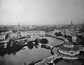 View from the tower of the government building to the buildings at the territory of the World Exposition 1893