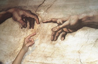 Michelangelo Schopfung mit Kinderhand
