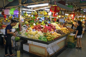 Typical stalls with a huge selection of fresh fruit and vegetables at Banzaan Fresh Market