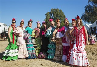 Women wearing colourful gypsy dresses
