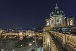 View from the roof of the Natural History Museum to the new Museumsquartier near Nacht