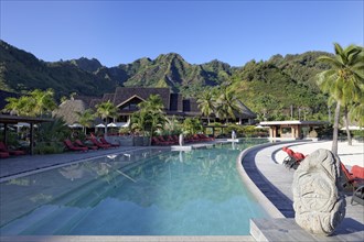 Swimming pool with mountainous landscape
