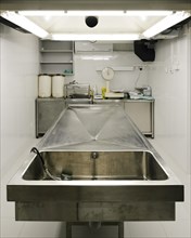 Autopsy table in a mortuary