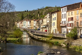 River Couze Chambon and townsmall Champeix