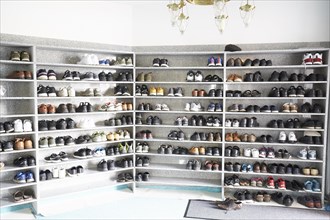 Shoe shelf in the DITIB mosque Ransbach-Baumbach