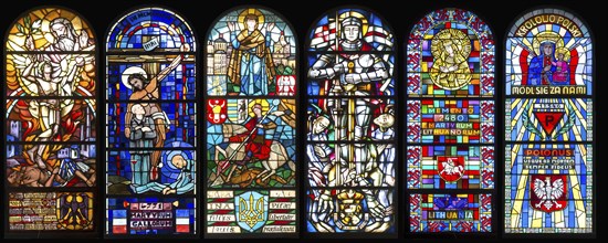 Six church windows in the devotional chapel
