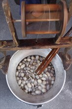 Cooking silkworm cocoons