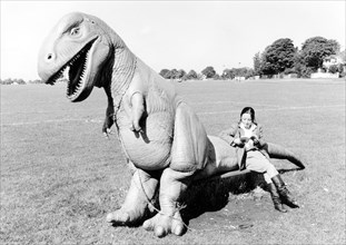 Woman sitting on Dino