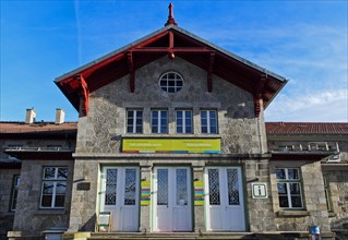 Divided border station Zelezna Ruda-Alzbetin with state border through the middle door